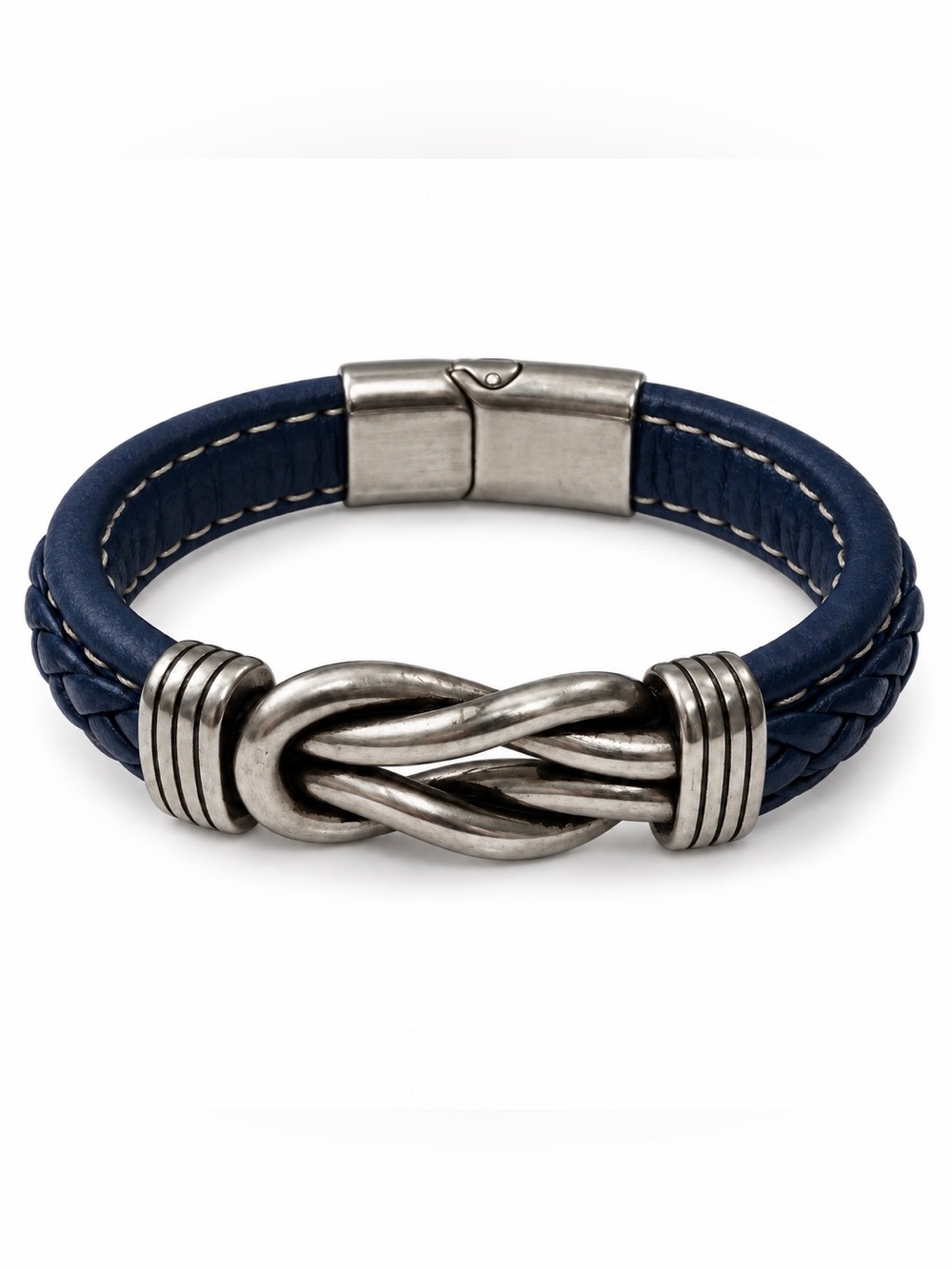 Women’s Back the Blue Bracelet Navy Blue Braided Cuff Silver Tone 6”